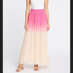 Loveshackfancy silk pink ombre maxi skirt boho revolve party casual frayed fall
